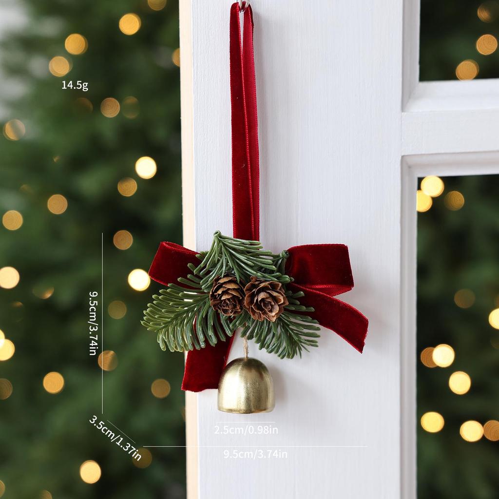 Cross-border Christmas Bell Pendant: Festive Tree Decoration with Velvet Bow