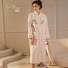 Women's Warm Velvet Stand Collar Frog Button Robe Pajama Set for Fall Winter