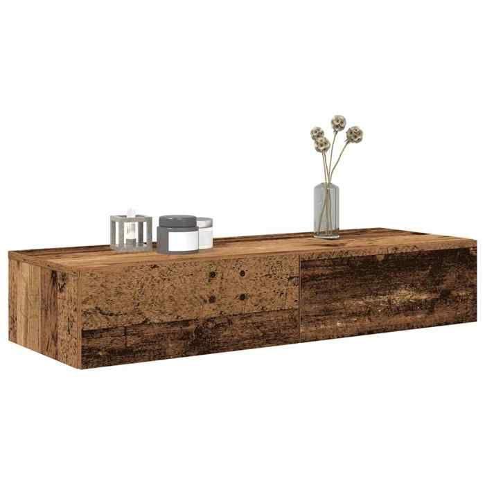 VidaXL Étagère murale avec tiroirs vieux bois bois d'ingénierie, étagère murale avec armoire, meuble de rangement mural, 859993