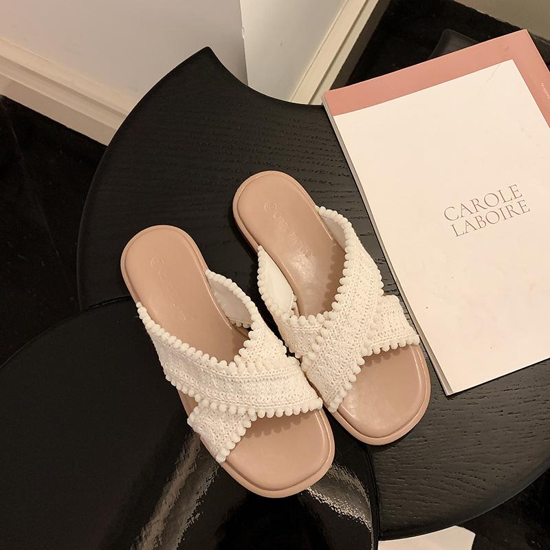 

Летние новые две версии~ праздничный ветер переплетенные с открытым носком носить прохладные тапочки женщины 35