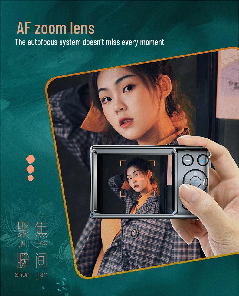 64MP Portable Student Music Vlog Mirrorless Camera for Travel