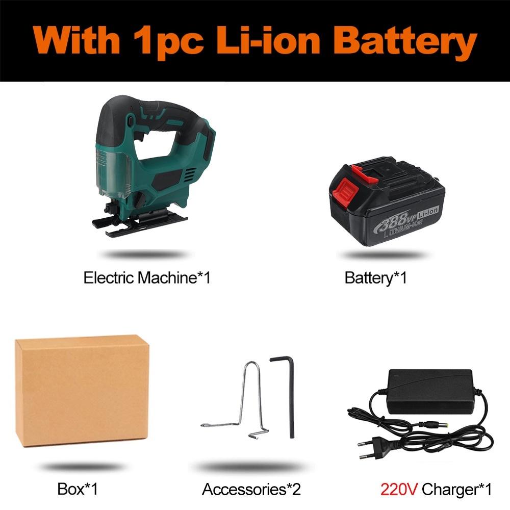 

Аккумуляторный электрический лобзик, перезаряжаемый, регулируемый, бесщеточный лобзик по дереву и металлу, электроинструменты для деревообработки, для аккумулятора 18 В, DC 18 В 1 x battery