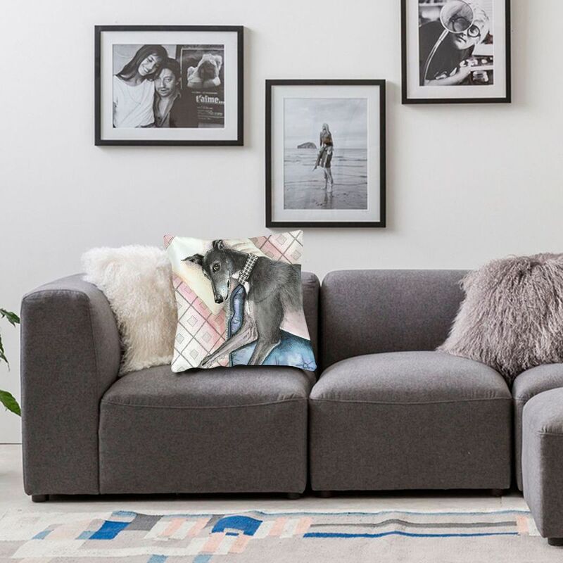 Lazy Greyhound Husă de pernă Moale Whippet Sighthound Dog Husă de pernă pentru canapea Mașină Față de pernă pătrată Decorare camera de zi