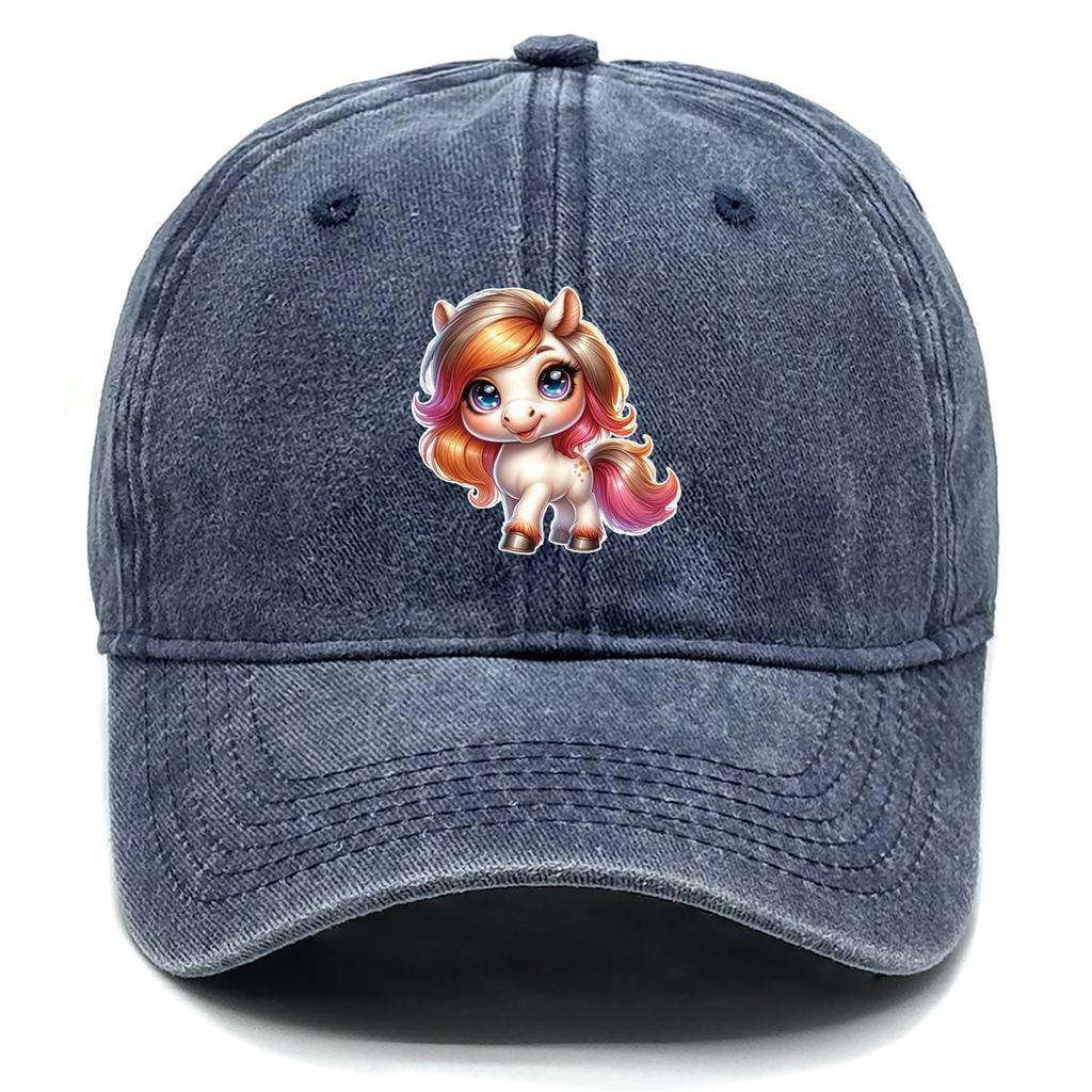 Unicorn Print Snapback Sun Hat, Animal Dad Hat Solid Color Raw Brim Casual Inelastic Adjustable Baseball Hat