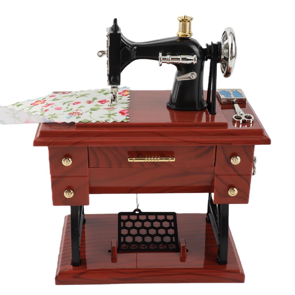 Mini Sewing Machine Music Box Wind Up Vintage Musical Toy for Tabletop Decoration Holiday Gift 1010 Mini Sewing Machine