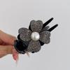 Rhinestone Pearl Four-Leaf Clover Hair Claw Clip for Women - Bun & Ponytail Accessory