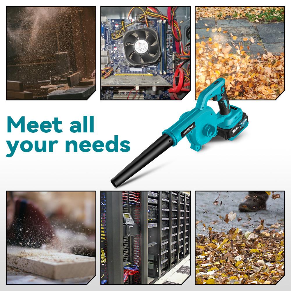 Yofidra Bürstenloser Hochleistungs-Elektro-Gebläse mit 6 Gängen, Garten- und Haushaltsstaubreinigungsgebläse, Elektrowerkzeuge für 18-V-Makita-Akkus