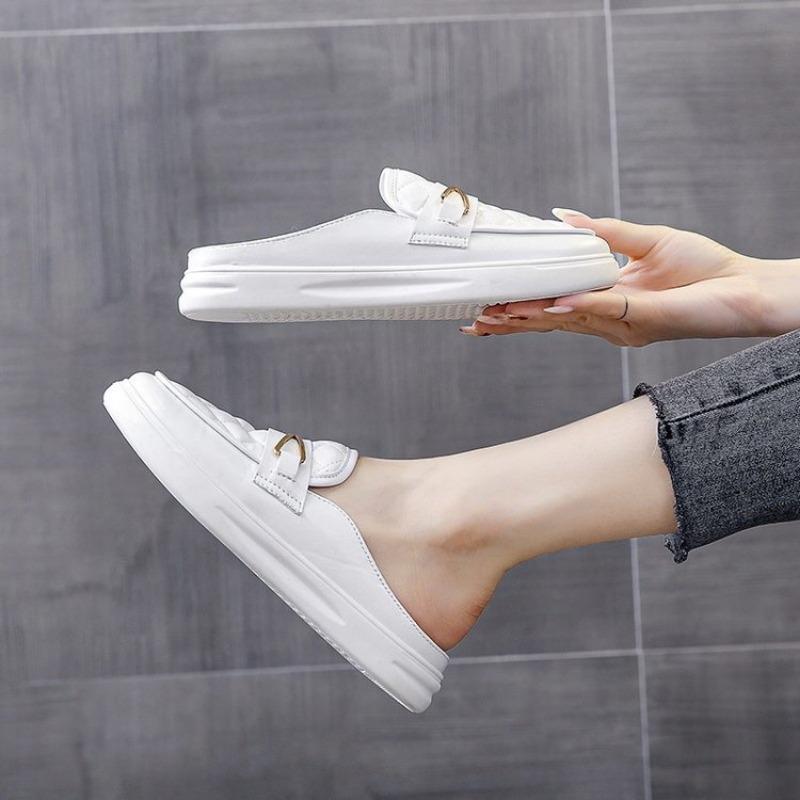 Fashion Women's Mules Shoes White Sandals Comfortable Fashion Designer Slipper Flat Leather Summer New 2025 Luxury Slippers for Women
