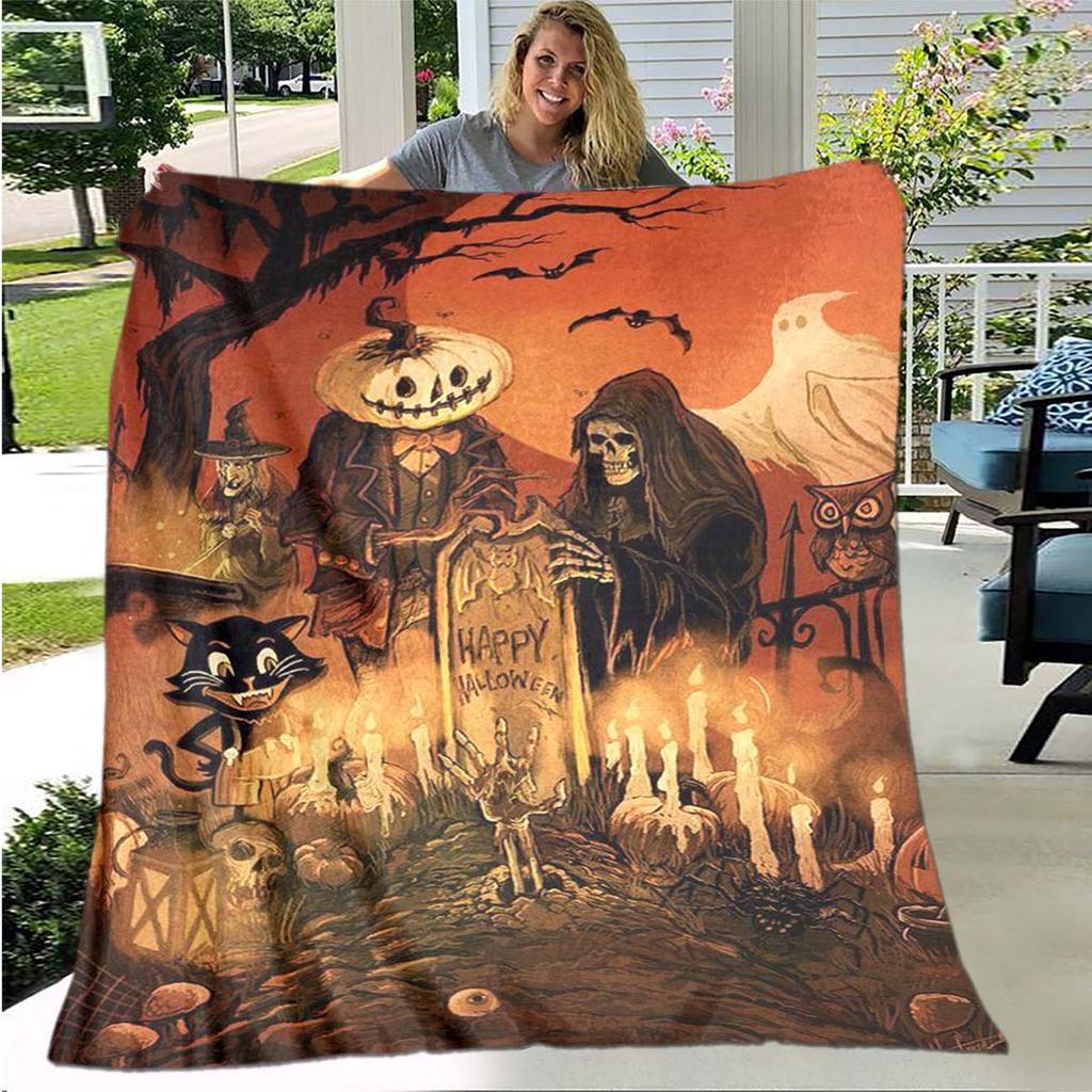Halloween Horror Kürbis Filme Decke Sofa Decken für Betten Super Weich Warm Deckenbezug Flanell Überwurfdecke
