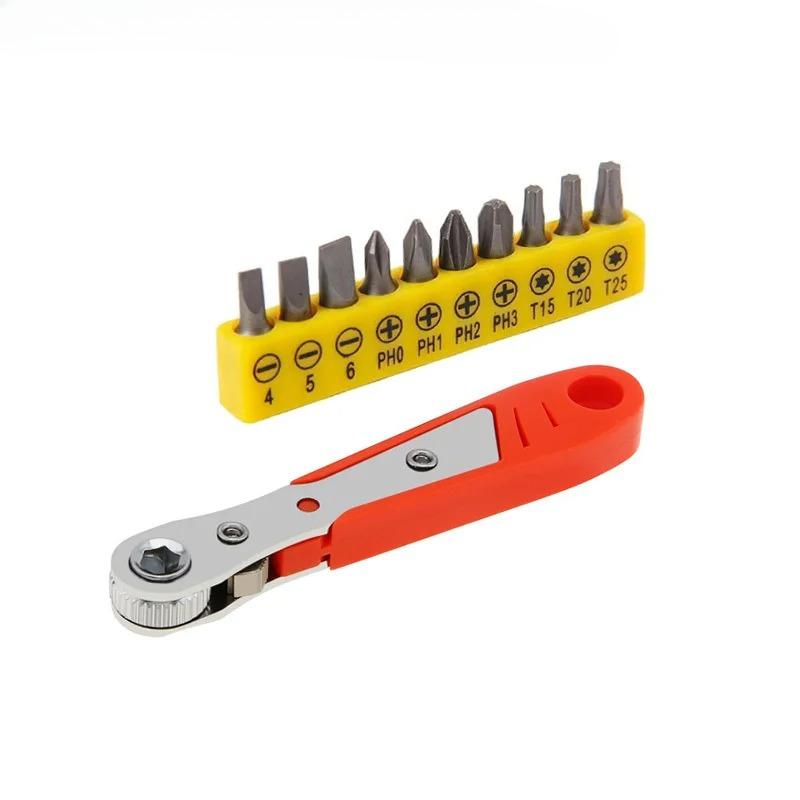 Right Angle Ratchet Wrench Screwdriver Socket Nut Set Metric Screw Driver Bit 1/4 Hexagon Handle Drive Torx Slot Hand Tool 90