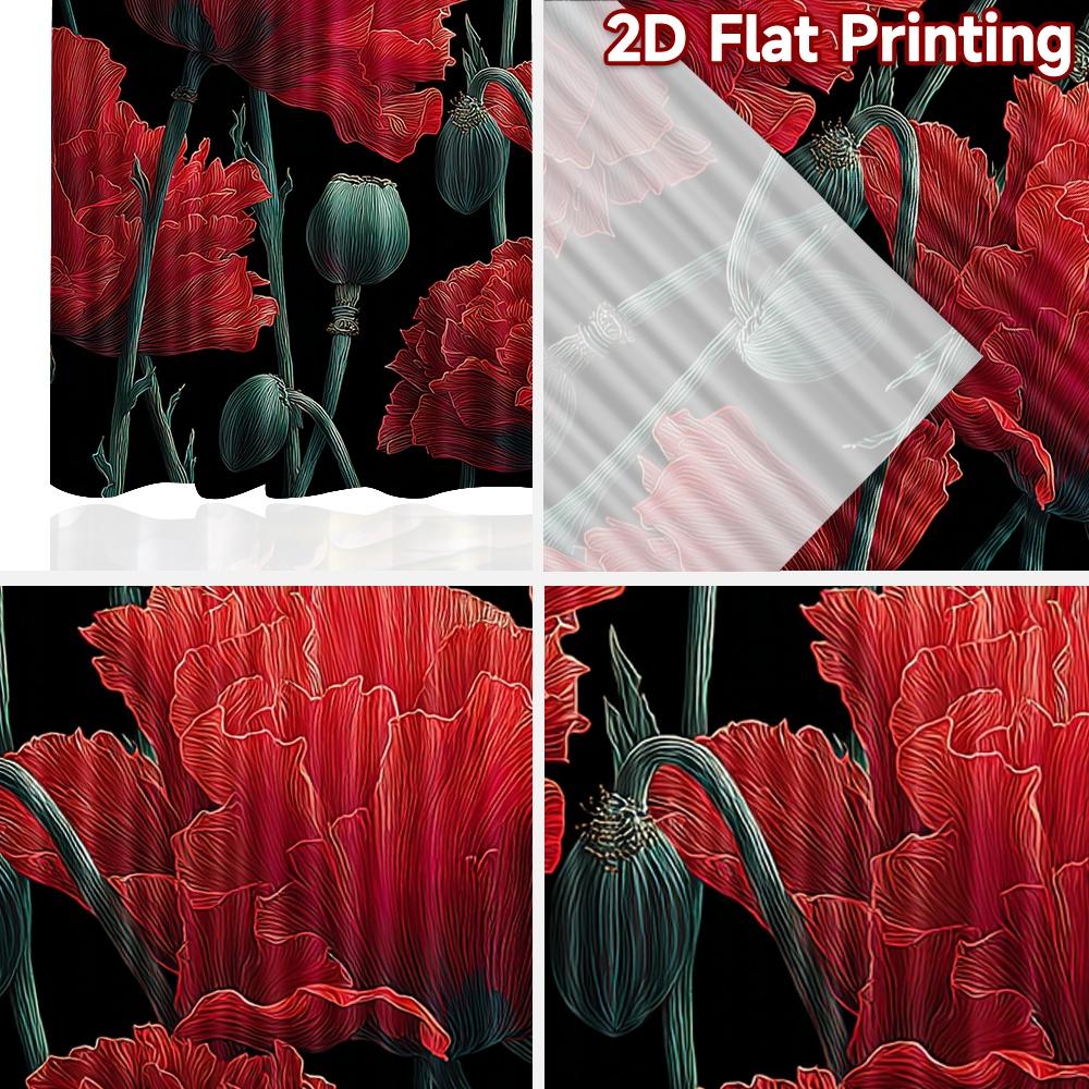 2D FLAT PRINTING 2pcs Curtains (Without Rod) Floral Elegance In Red (2) Valentine Is Day Festival Minimalist Curtains Versatile