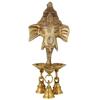 Antique Look Brass Idol, Ganesh Wall Hanging With Diya & Bells - 9.5 Inch