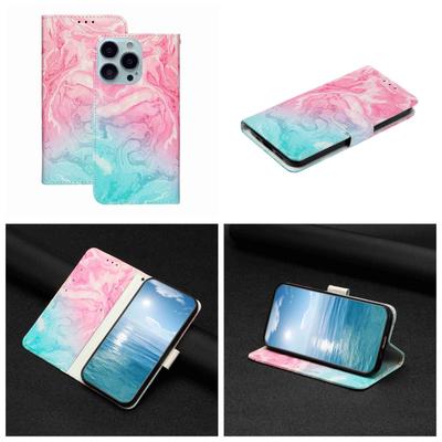 Rosa grün Marmormuster Stoßfest Kartenfächer PU Leder Brieftasche Hülle für iPhone,Samsung,Huawei,Xiaomi,Moto,Tecno,Google,Nokia,Oppo,ZTE,Blackview..