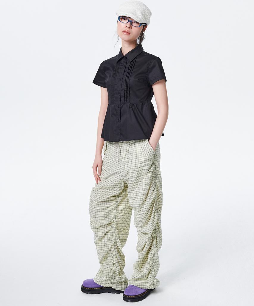 Leoninghai Pintuck Frill Shirt [Black]