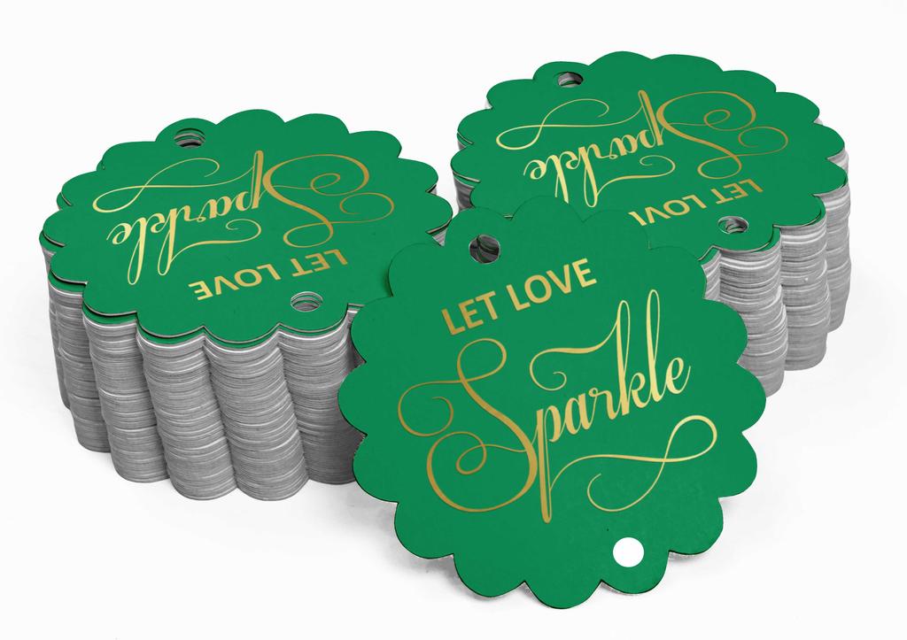 Inkdotpot 100 Pack Let Love Sparkle Wedding Favor Paper Tags Craft Real Gold Foil Hang