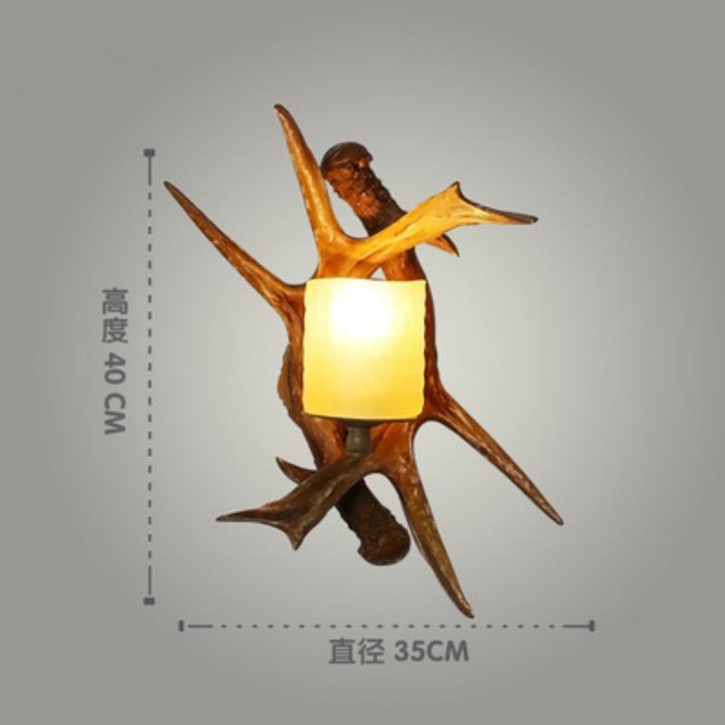 American Retro Deer Horn LED Wall Lamp Living Room Restaurant Bedroom Study Light Creative Coffee Shop Homestay Decor Lighting