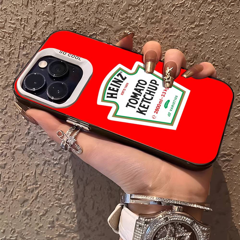 Tomato K-Ketchup Phone Case For IPhone 17 16 15 14 13 12 11 Plus Pro Max Multicolor Aurora Laser Shockproof Funda Cover