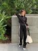 Women's Trendy Two-Piece Set: Velvet Cardigan Hoodie & Wide-Leg Pants for Autumn/Winter 2025 Fashion.