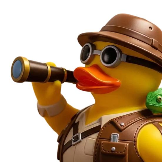 Yousheng Yellow Duck Ornament with Mountaineering Gear, Outdoor Explorer Theme Decorative Figurine, Synthetic Resin Duck Statue for Desktop Bookshelf