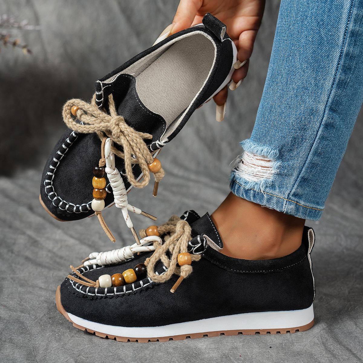 

2025 autumn matte leather Korean version bohemian women s training shoes loafers boken shoes 43 чёрный