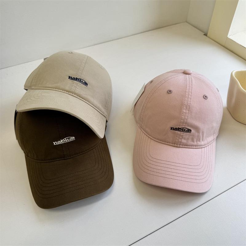 ins soft top simple embroidery baseball cap women spring and summer out of the street wide brim show face small cap couple shade