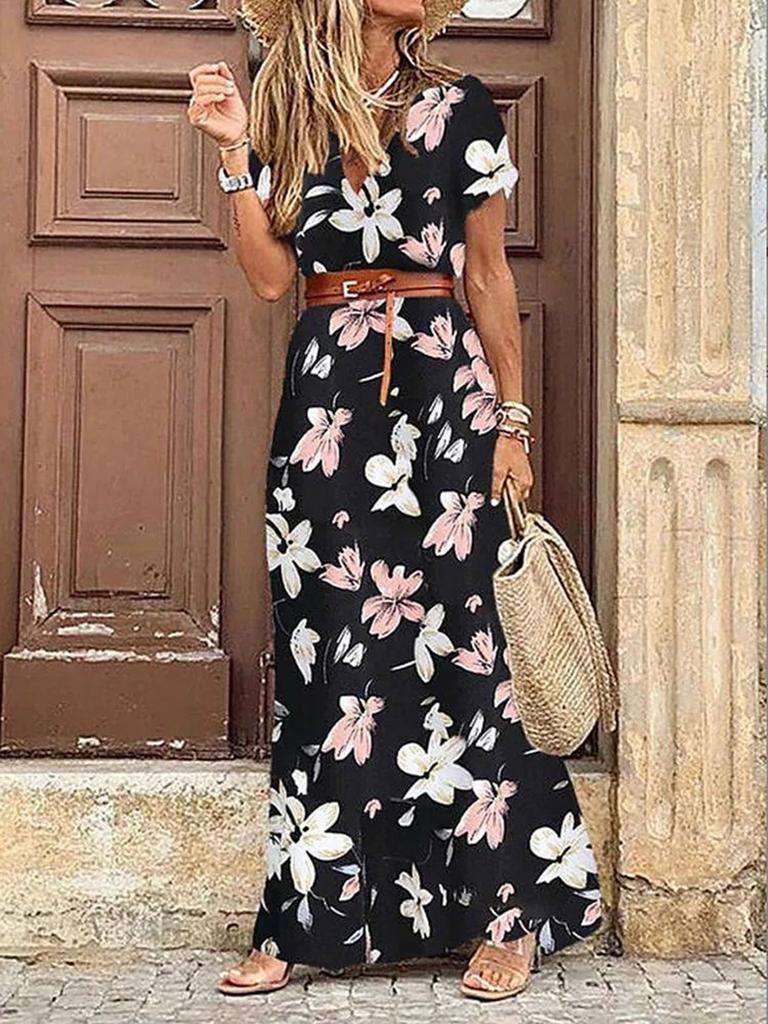 Women's Dresses Bohemian V-Neck Floral Sundress women's fashion,vintage,bohemian style,floral print,v neck dress,