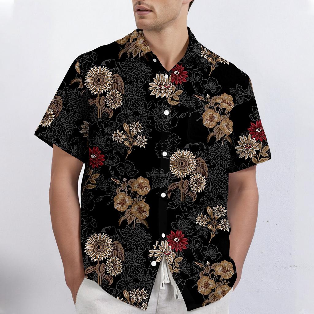 Retro Bohemian Print - Men's Casual Short Sleeved Shirt