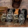 Herren Western Cowboy Prägtes Stierkopf Zinklegierung Gürtel mit PU Leder Riemen