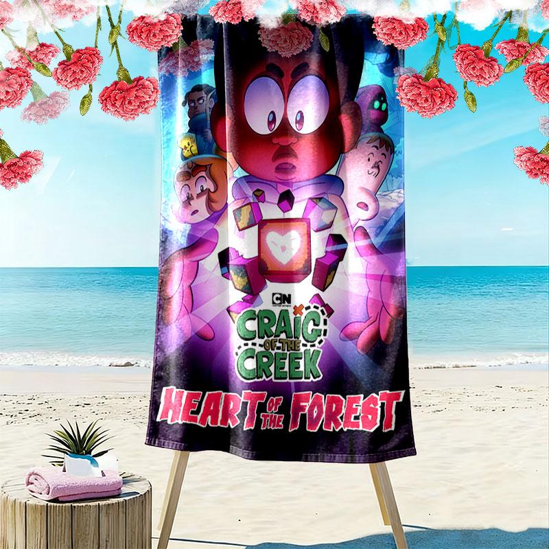 Creek Tales Print Beach Towel, Large Soft Quick Dry Towel for Beach Camping Swimming