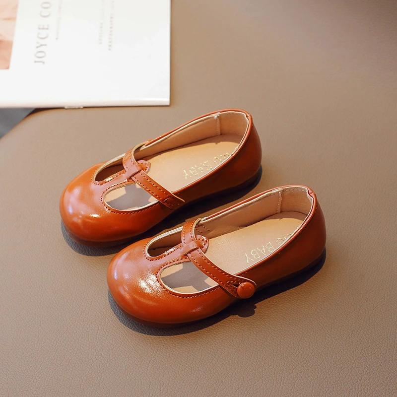 Toddler Girl's Mary Janes Vintage Six Colors Shallow Autumn Children Flat Shoes 21-35 Round Toe Non-slip Classic Light Kids Shoe