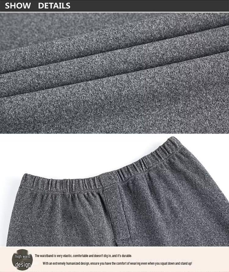 Męski Jesienno-Zimowy Ciepły Zestaw Bielizny z Okrągłym Dekoltem - Jednolity Kolor, Duży Rozmiar Warstwa Bazowa