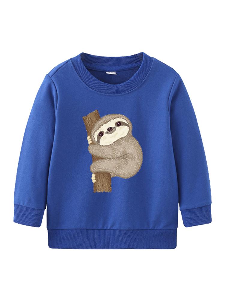 

Детский повседневный пуловер с капюшоном, детский хлопковый топ с круглым вырезом, свитшот с принтом ленивца для мальчиков и девочек, весенне-осенняя рубашка с длинными рукавами