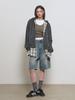 Generalidea Unisex Shirt Layered Zip-Up Hoodie [Grey] / Gf1Ujp004