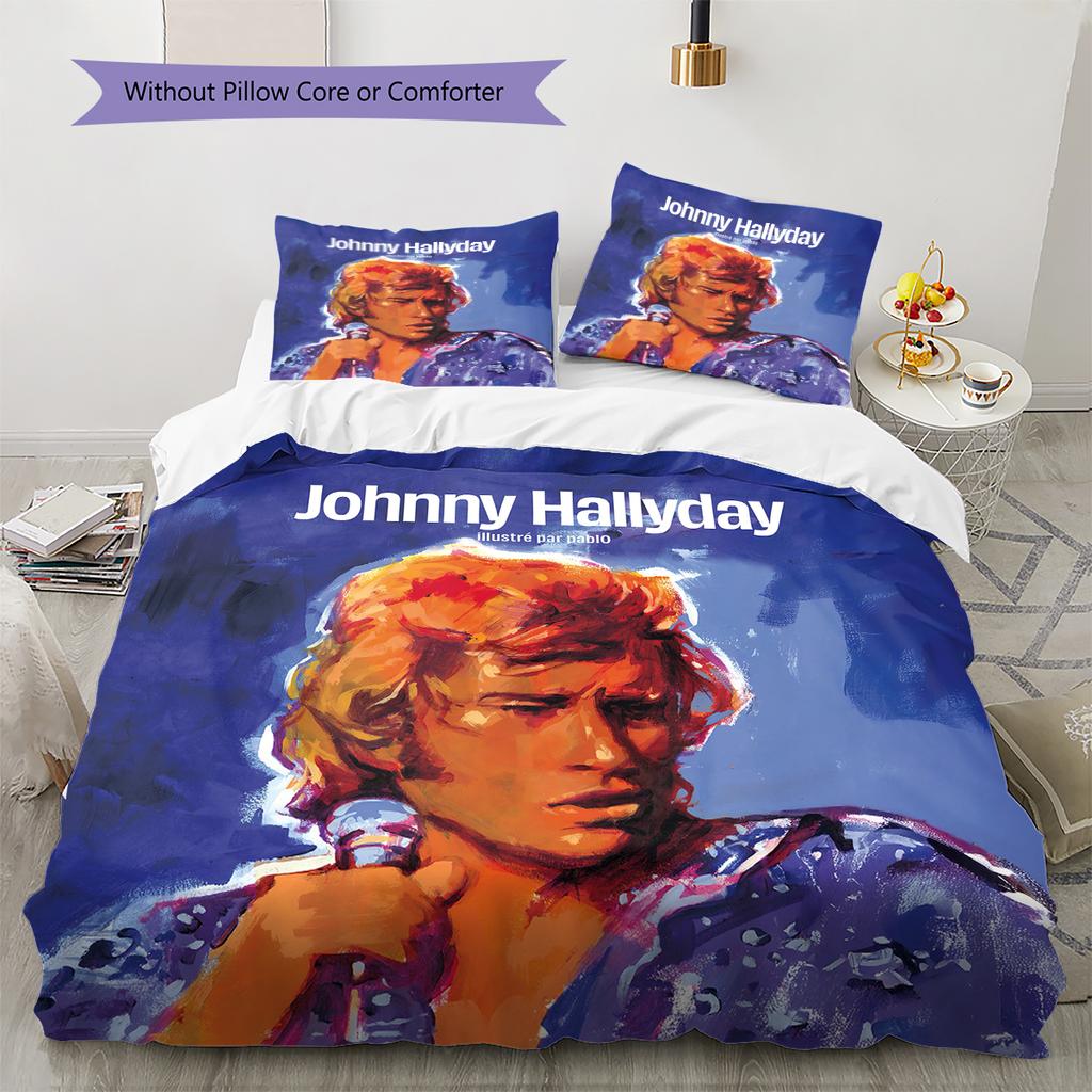 1PC Johnny Hallyday pattern Bedding Quilt Set Quilt Cover Pillowcase Home Decoration Birthday Gift (1 * duvet cover + 19 * pillowcase, without core)