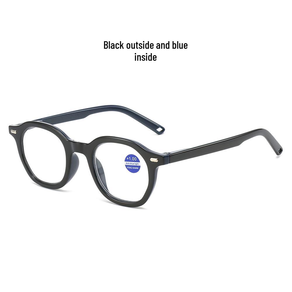 Retro Polygonal Anti-Blue Light HD Reading Glasses for Men and Women +4.00