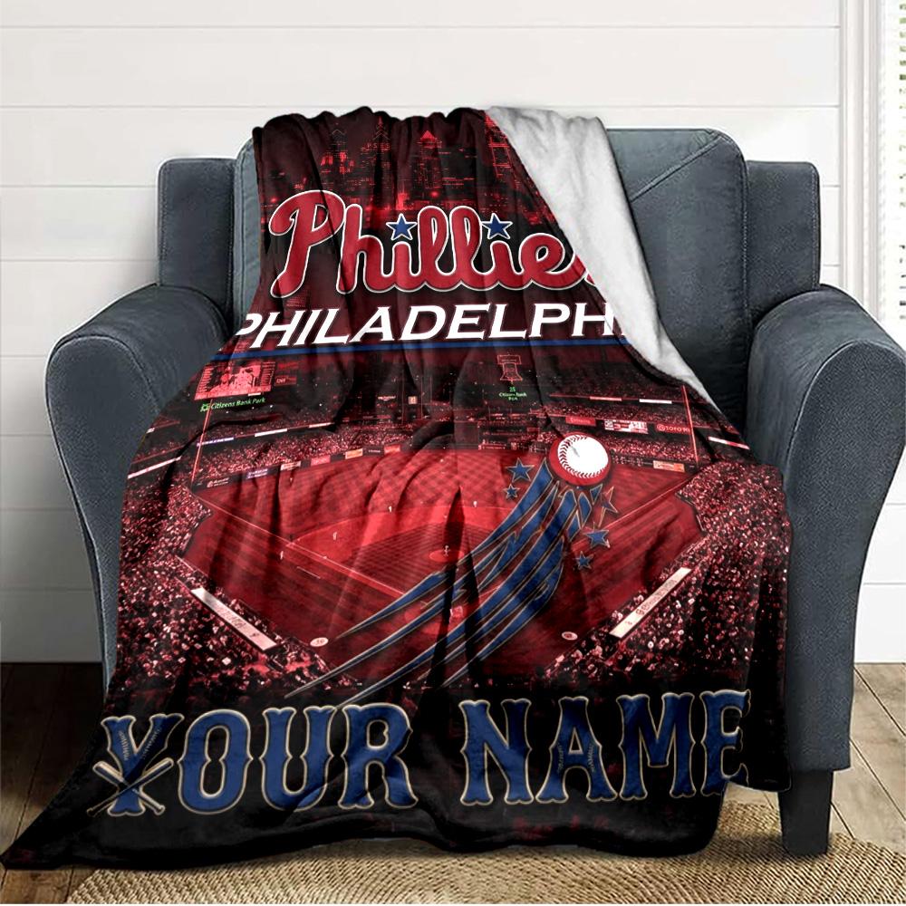 Name Custom Philadelphia phillies Print Flannel Blanket High Quality Warm Comfortable Cover for All Seasons Perfect for Gifts Home Decor