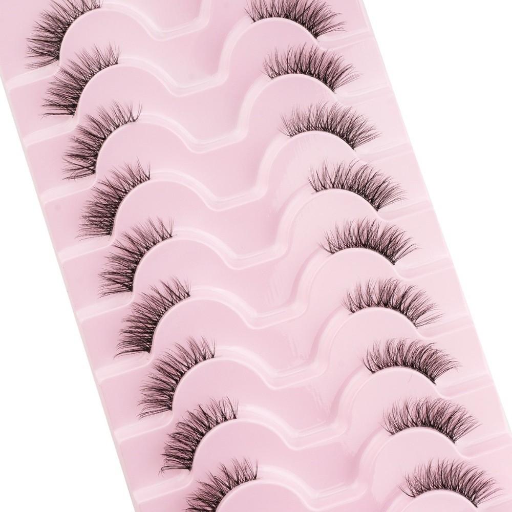 10 Pairs 7-10MM Thick Fluffy False Eyelashes Black Dense Fake Eyelashes DIY Lashes Extension Party