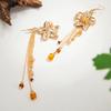 Punk Y-shaped Chain Necklace Gold Flower Tassels Earrings Vintage Flower Pendant Necklace  Gifts
