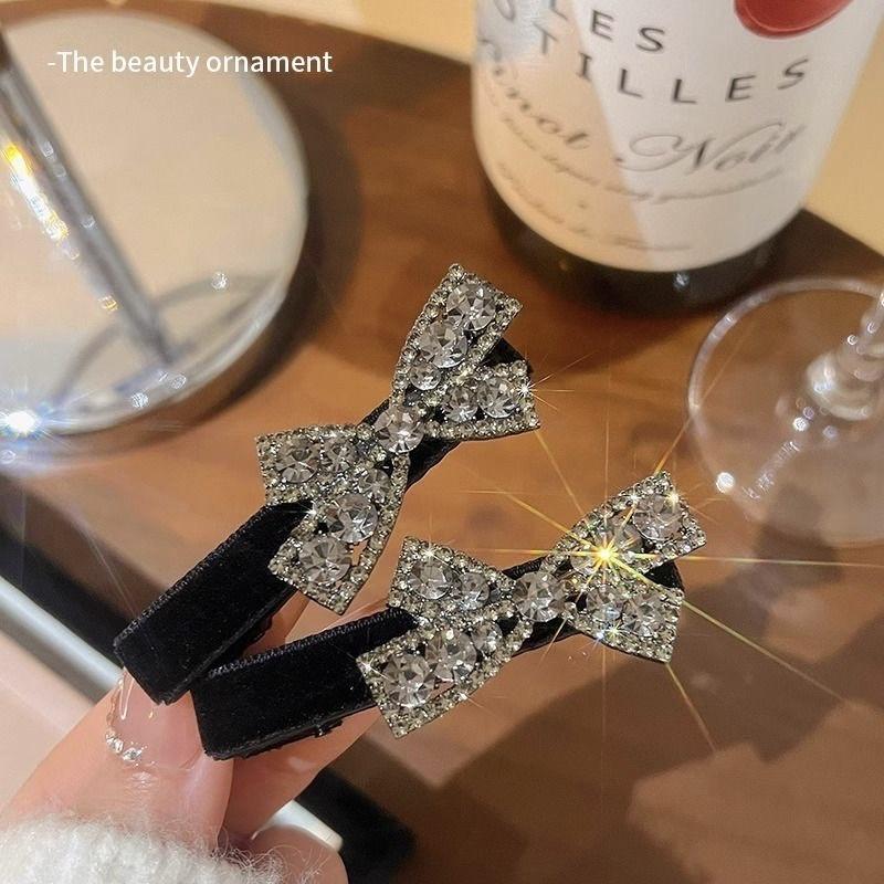 2026 High-End Rhinestone Bow Hair Clip: Elegant Niche Style for Taming Stray Forehead Hair