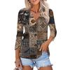 Women's Fashion Casual Printing Button-down Shirt 3/4 Long Sleeve Tops