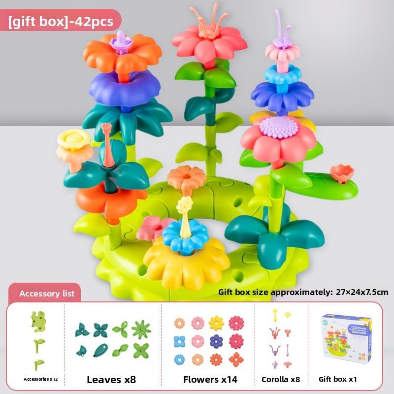 

Building Block Toy For Kids With Diy Flower Garden Puzzle Set For Creative Play