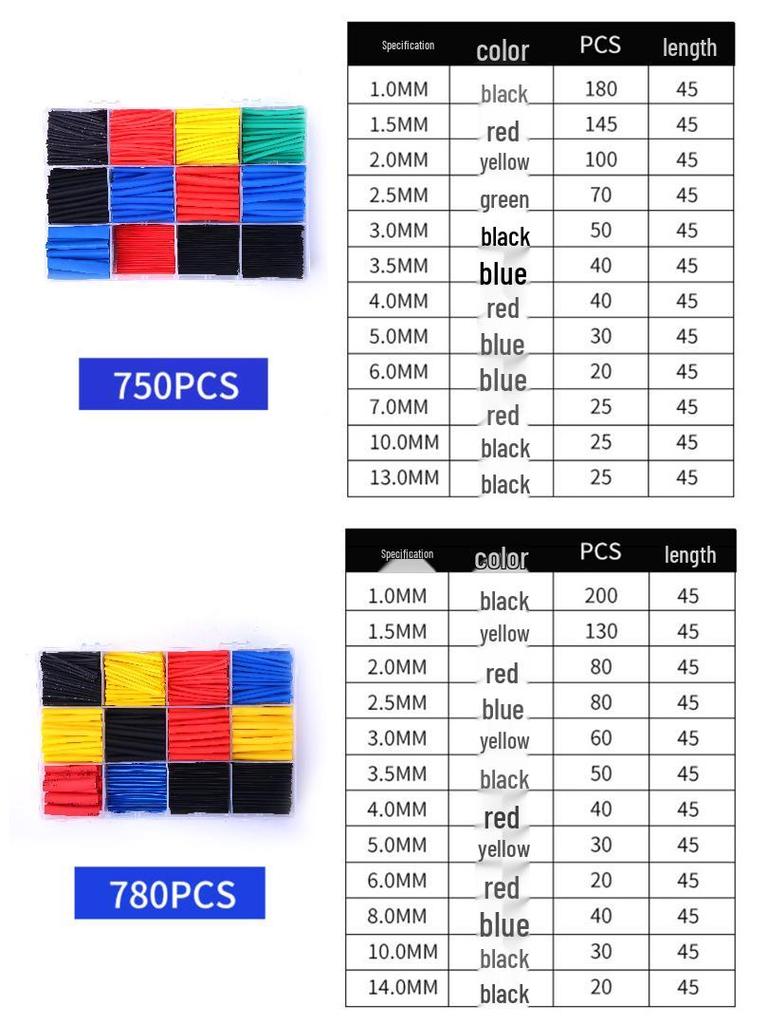 300-Piece Black & White Adhesive Heat Shrink Tube Set 3:1 Ratio - Triple Insulation