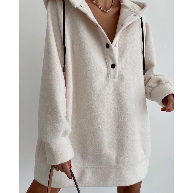 Women's Long-sleeved Loose Casual Hooded Fleece Sweatshirt Top