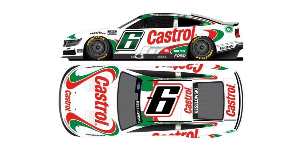 Kyosho Lionel Racing 1/64 Scale CASTROL 2024 Ford Mustang Brad Keselowski #6 Darlington Throwback Finished Model LR307161