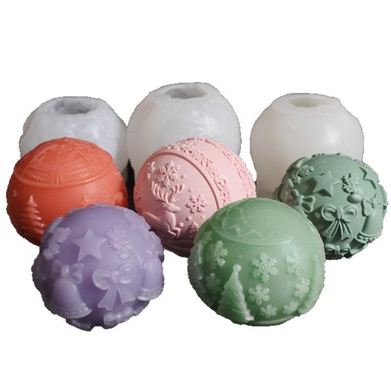 Spherical Candle Mold Non-Toxic Christmas 3d Relief Candle Mold Gypsum Ornament Mold High Quality For Diy Crafts Gypsum Home