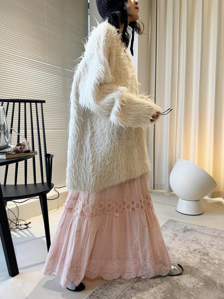 Spring Bohemian Romantic Lace Petal Patchwork Midi Skirt