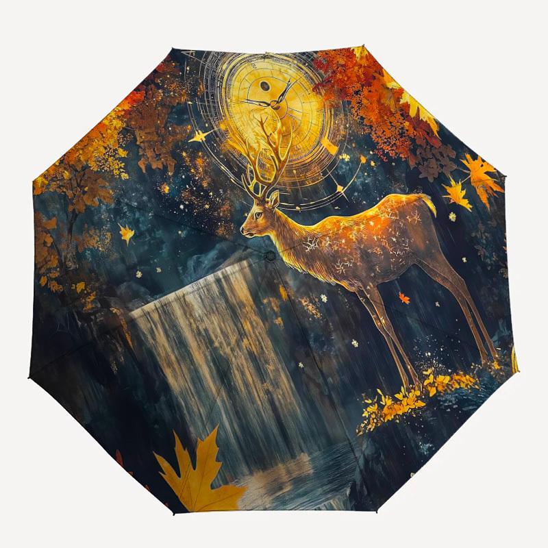 

1PC Deer Pattern Small Travel Automatic Folding Umbrella, Compact Windproof Umbrella, Automatic Open/Close ,Gift-091528