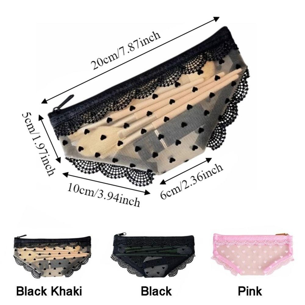 Mesh Briefs Shape Cosmetic Bag Korean Style Decorative Mesh Toiletry Bag with Zipper Jewelry Organizer Travel Storage Bag