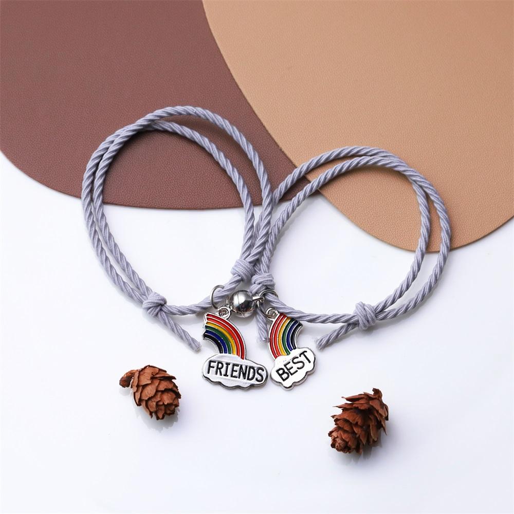 Band Couple Bracelet Magnet Paired Rubber for Lovers Distance Bracelet Women Men Braided String Bracelet Friendship Jewelry Gift