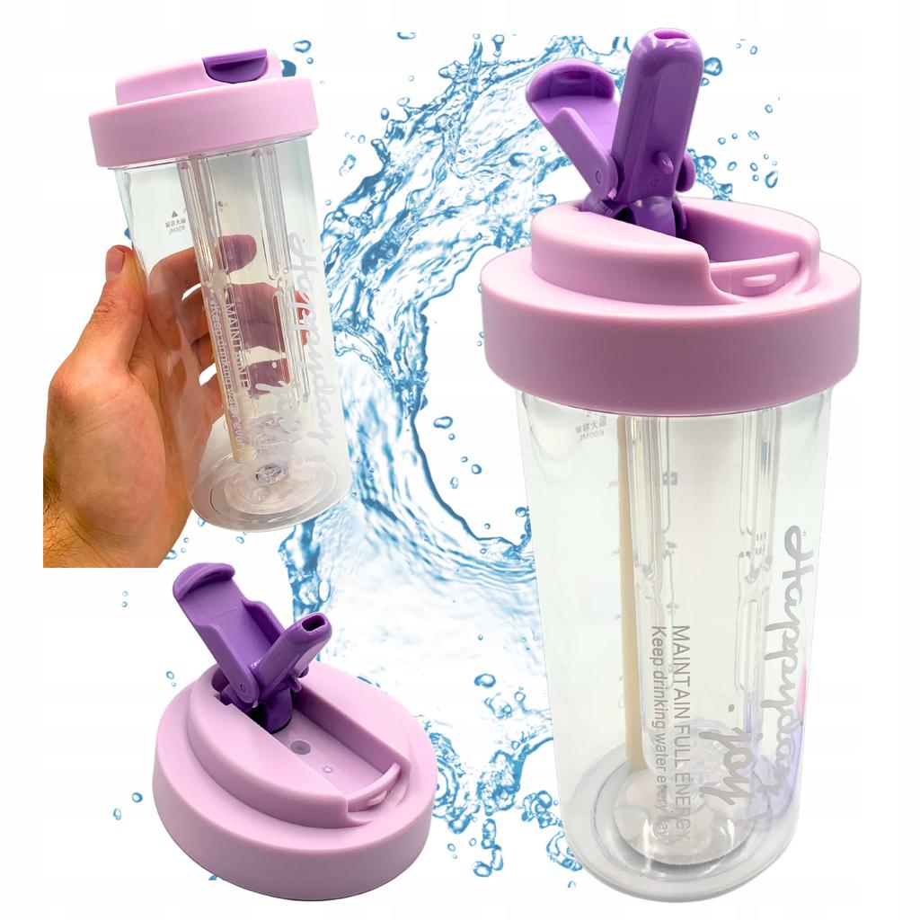 Water Bottle Drink With Straw Durable With Graduated Filter 600 Ml